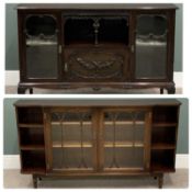 VICTORIAN MAHOGANY SIDE CABINET BASE & ONE OTHER, Victorian example with blind and open fretwork