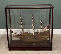SOVEREIGN OF THE SEAS CASED MODEL GALLEON, 20th Century fully rigged 102 gun first rate ship of