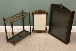 THREE ITEMS OF VINTAGE OCCASIONAL FURNITURE, comprising a 12-section stick stand with metal drip-