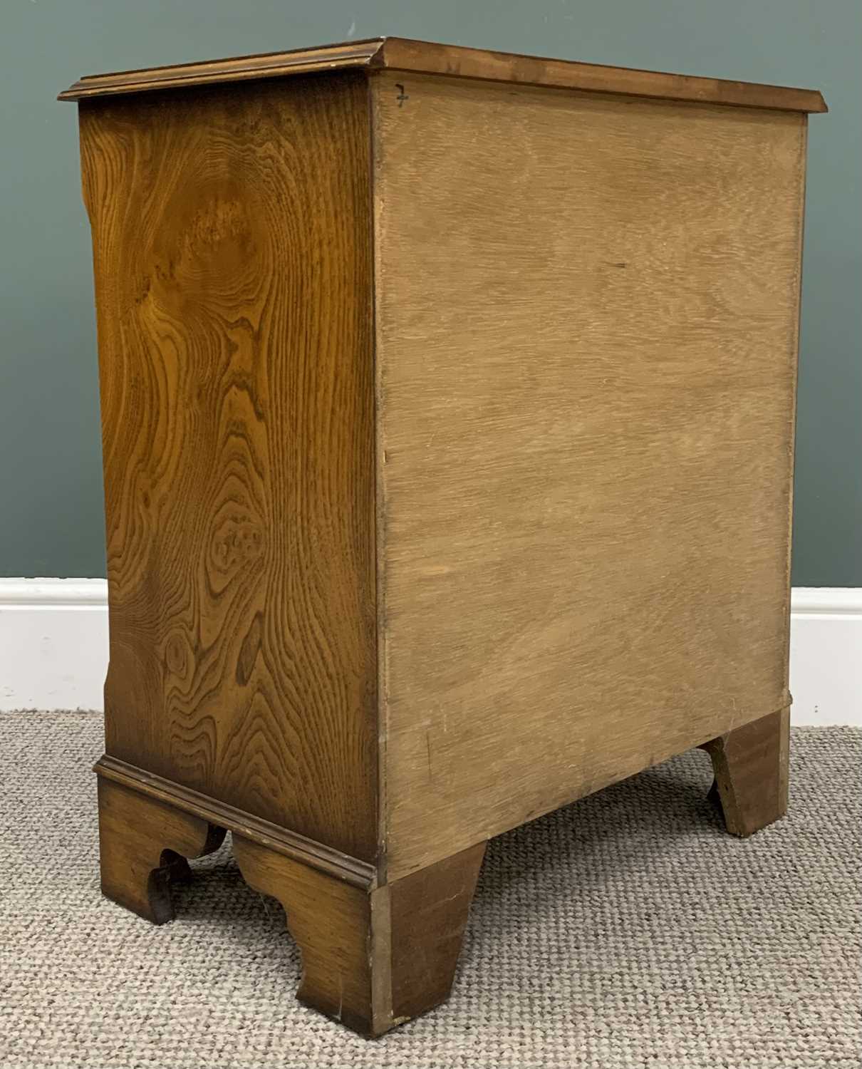 REPRODUCTION BURR WALNUT CHEST, neat proportions, two short, three long drawers, circular brass - Image 5 of 5