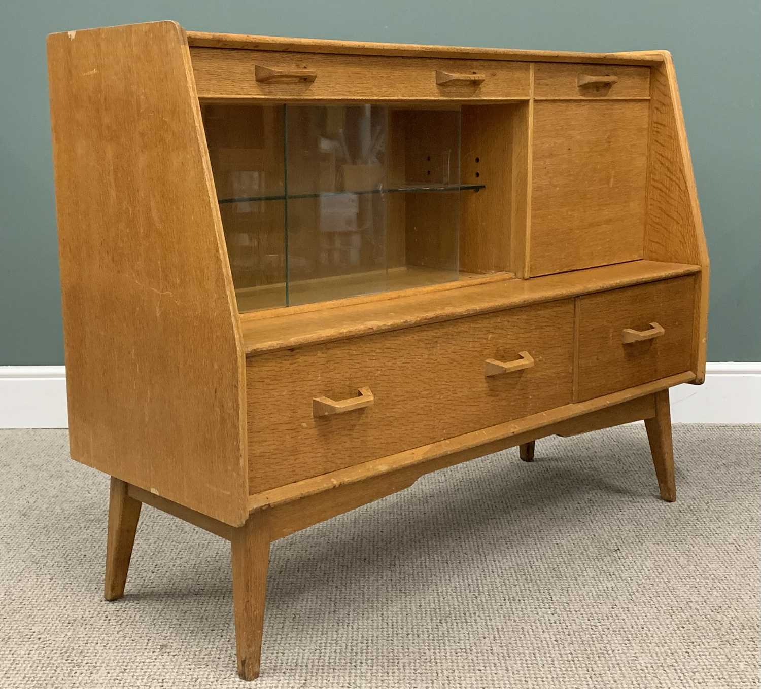 G PLAN BRANDON OAK COCKTAIL SIDEBOARD & A LIGHT OAK UPHOLSTERED TOP PIANO STOOL (unbranded), - Image 4 of 9