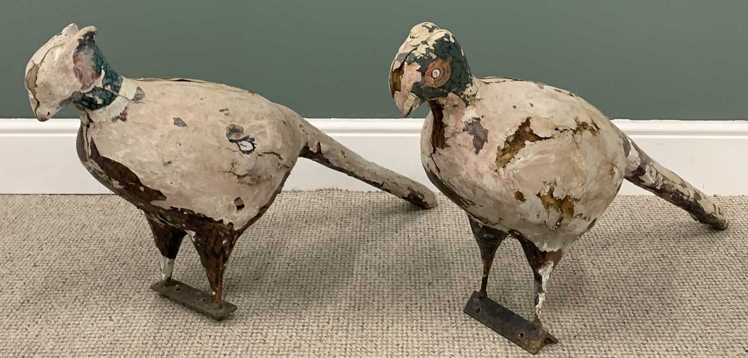 TAXIDERMY STAGS HEAD MOUNTED ON A SHIELD SHAPE BOARD, two dummy pheasant figurines in wood, foam and - Image 5 of 7