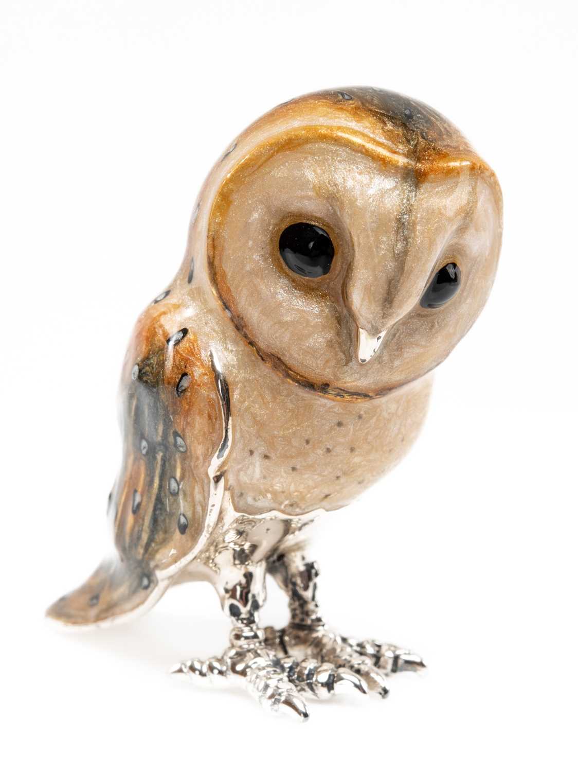 SATURNO SILVER & ENAMEL OWL, London 2016, 5cms h Provenance: private collection cardiff Comments: - Image 2 of 2