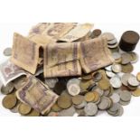 QUANTITY OF COINS & BANK NOTES including all world circulated coins, commemorative coins, and