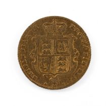 VICTORIAN GOLD HALF SOVEREIGN, 1869, young head, shield back, 3.8gms Provenance: private