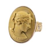18CT GOLD LAVA CAMEO RING, ring size M, 7.1gms Provenance: private collection Denbighshire Comments: