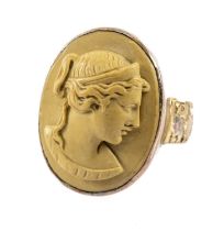 18CT GOLD LAVA CAMEO RING, ring size M, 7.1gms Provenance: private collection Denbighshire Comments: