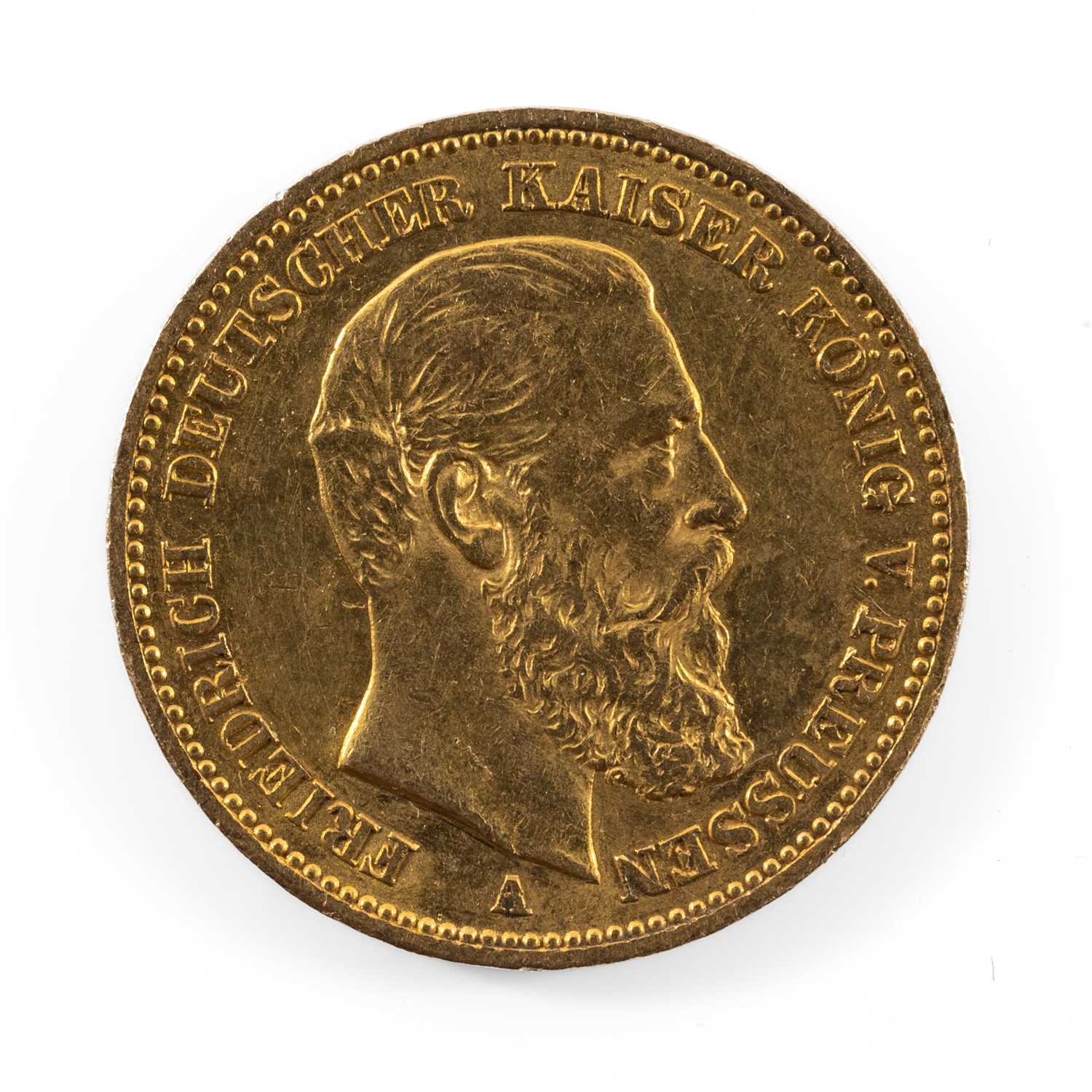 FRIEDRICH III GOLD 20 MARK COIN, 1888, Germany Prussia, 7.9gms Provenance: private collection - Image 2 of 2