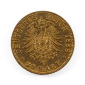 FRIEDRICH III GOLD 20 MARK COIN, 1888, Germany Prussia, 7.9gms Provenance: private collection