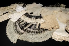 ASSORTED 19TH C. LADIES LACE AND FINE MUSLIN INNER SLEEVES, most with fancy cuffs, almost all in