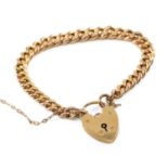 9CT GOLD CURB LINK CHAIN, heart shaped padlock, 10.0gms Provenance: private collection Vale of