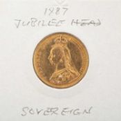 VICTORIAN GOLD SOVEREIGN, 1887, Jubilee head, in coin sleeve Provenance: deceased estate Swansea