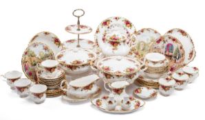 ASSORTED ROYAL ALBERT 'OLD COUNTRY ROSES' BONE CHINA, including teapot & stand, 2x veg. tureens,