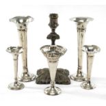 GROUP OF SILVER comprising an Edward VII single candlestick (loaded), Sheffield 1905, together