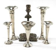 GROUP OF SILVER comprising an Edward VII single candlestick (loaded), Sheffield 1905, together