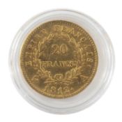 NAPOLEON I GOLD 20 FRANCS COIN, 1812, 6.4gms Provenance: private collection Cardiff Comments: wear