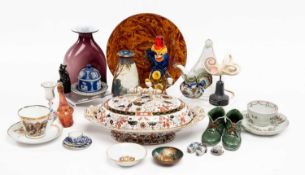 ASSORTED CERAMICS & GLASS, including oval tureen and cover, post war aubergine glass vase, Murano
