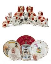 ASSORTED COLLECTIBLE CERAMICS including, group of Staffordshire spaniels, including an early