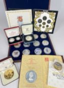 ASSORTED COMMEMORATIVE PROOF & OTHER COINS, including Cayman Islands 1975 $50 six-queens silver