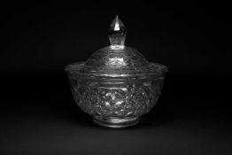 REGENCY CUT GLASS BOWL & COVER, c. 1800, probably Irish, 24 x 24cms Provenance: private collection