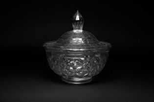 REGENCY CUT GLASS BOWL & COVER, c. 1800, probably Irish, 24 x 24cms Provenance: private collection