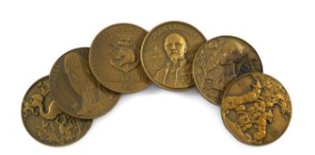 SIX BRONZE MEDALLIONS including three Compagnie Des Messageries Maritimes commemorative