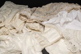 LARGE GROUP ANTIQUE WHITE UNDERCLOTHES, c. 1900, mostly cotton, with some brushed cotton and one