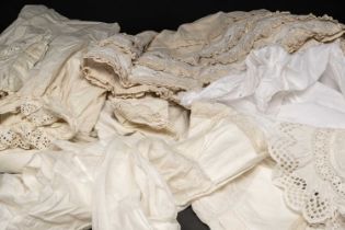 LARGE GROUP ANTIQUE WHITE UNDERCLOTHES, c. 1900, mostly cotton, with some brushed cotton and one