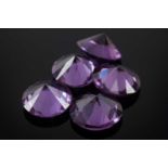 FIVE LOOSE SYNTHETIC COLOUR CHANGE CORUNDUM GEM STONES, round cut, each measuring 13mm diameter