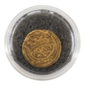 PORTUGAL JOAO V 400 REIS GOLD COIN, 1720, 1.0gms Provenance: private collection Cardiff Comments: