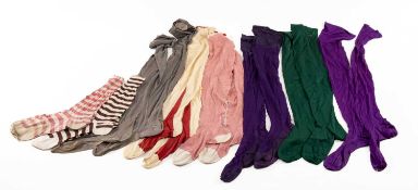 ASSORTED VICTORIAN AND LATER LADIES SILK & COTTON STOCKINGS, including ladies brightly coloured