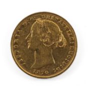 VICTORIAN GOLD SOVEREIGN, 1870, Australia Sydney Mint, young head, 7.9gms Provenance: private