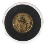 UK QUARTER OUNCE 'QUEEN'S BEASTS' GOLD 25 POUNDS, 2016, uncirculated, Harrington & Byrne COA,