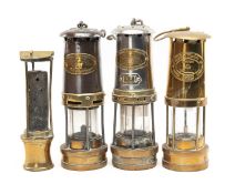 FOUR VINTAGE MINER'S LAMPS, including E.Thomas No. 10 gauze type lamp, E. Thomas & Williams Type 8