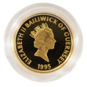 QUEEN ELIZABETH THE QUEEN MOTHER GUERNSEY 25 POUNDS GOLD COIN, 1995, 7.8gms Provenance: private