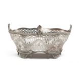 VICTORIAN SILVER CRESTED BASKET, Charles Stuart Harris, London 1899, oval form with pierced sides,