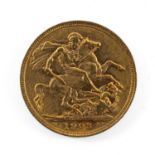 EDWARD VII GOLD SOVEREIGN, 1903, 7.9gms Provenance: private collection Monmouthshire Comments: light