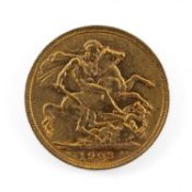 EDWARD VII GOLD SOVEREIGN, 1903, 7.9gms Provenance: private collection Monmouthshire Comments: light