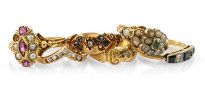 SIX GOLD RINGS comprising 2 x 18ct gold rings, 1 x 15ct gold ring, 1 x 9ct gold ring and 2 x