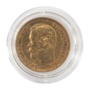 RUSSIAN 5 ROUBLES GOLD COIN, 1898, 4.2gms Provenance: private collection Cardiff Comments: wear,