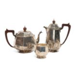 GEORGE V SILVER THREE PIECE TEA & COFFEE SET, Collingwood & Sons, Birmingham 1932, of heavy gauge,