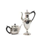 EDWARD VII SILVER TEAPOT & GEORGE III OLD SHEFFIELD PLATE COFFEE POT, teapot by C S Harris & Sons,