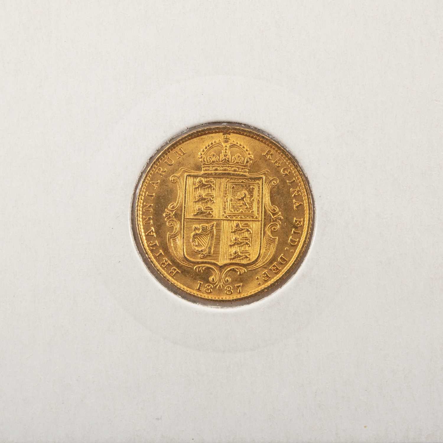 VICTORIAN GOLD HALF SOVEREIGN, 1887, Jubilee head, crowned and embellished shield-of-arms, in coin - Image 2 of 2