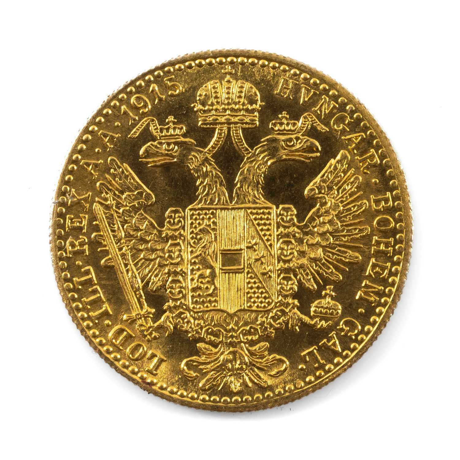 AUSTRIAN GOLD ONE DUCAT COIN, 1915, 3.5gms Provenance: private collection Cardiff Comments: good - Image 2 of 2