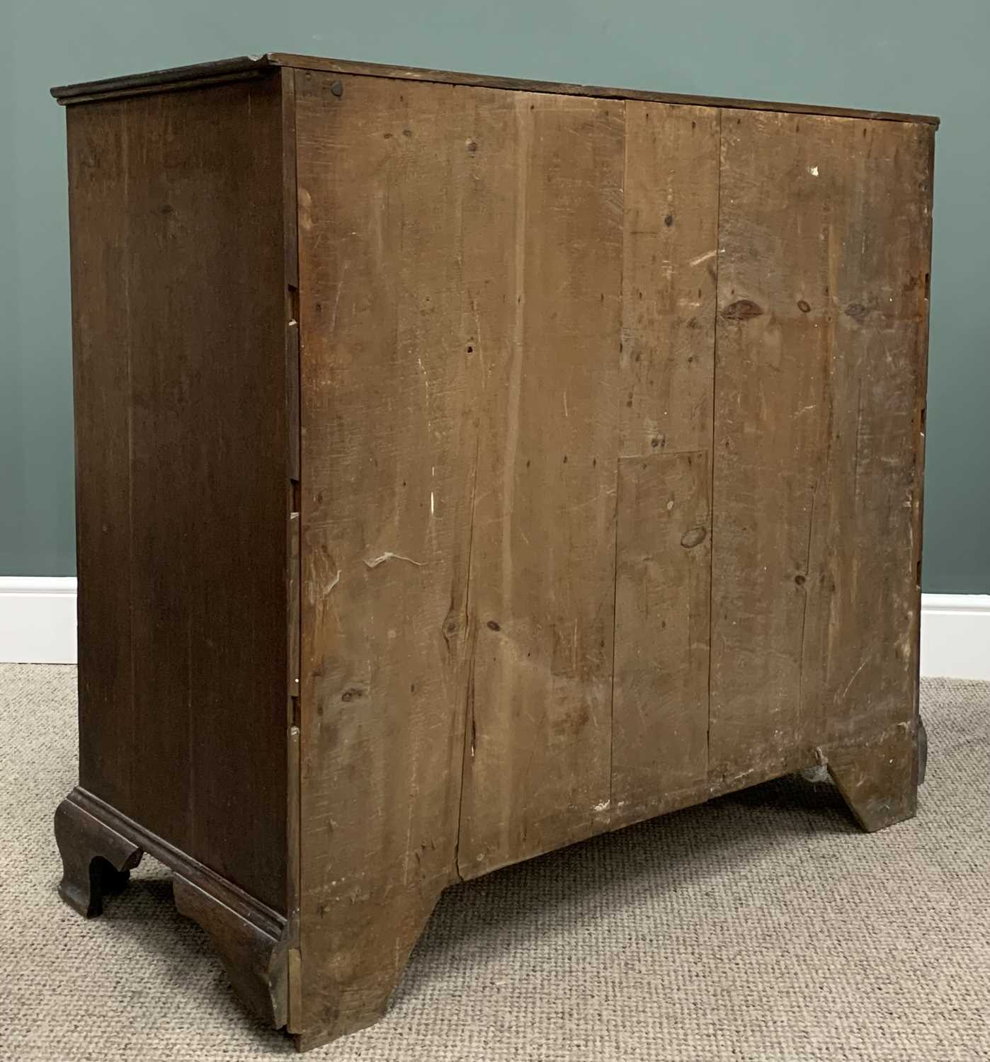 ANTIQUE OAK & CROSS BANDED MAHOGANY CHEST circa 1850, two short, three long pine lined drawers, - Image 5 of 6