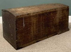 ANTIQUE DOME-TOP HARDWOOD BLANKET CHEST circa 1840, iron strap hinges, visible dovetailed joints, 52