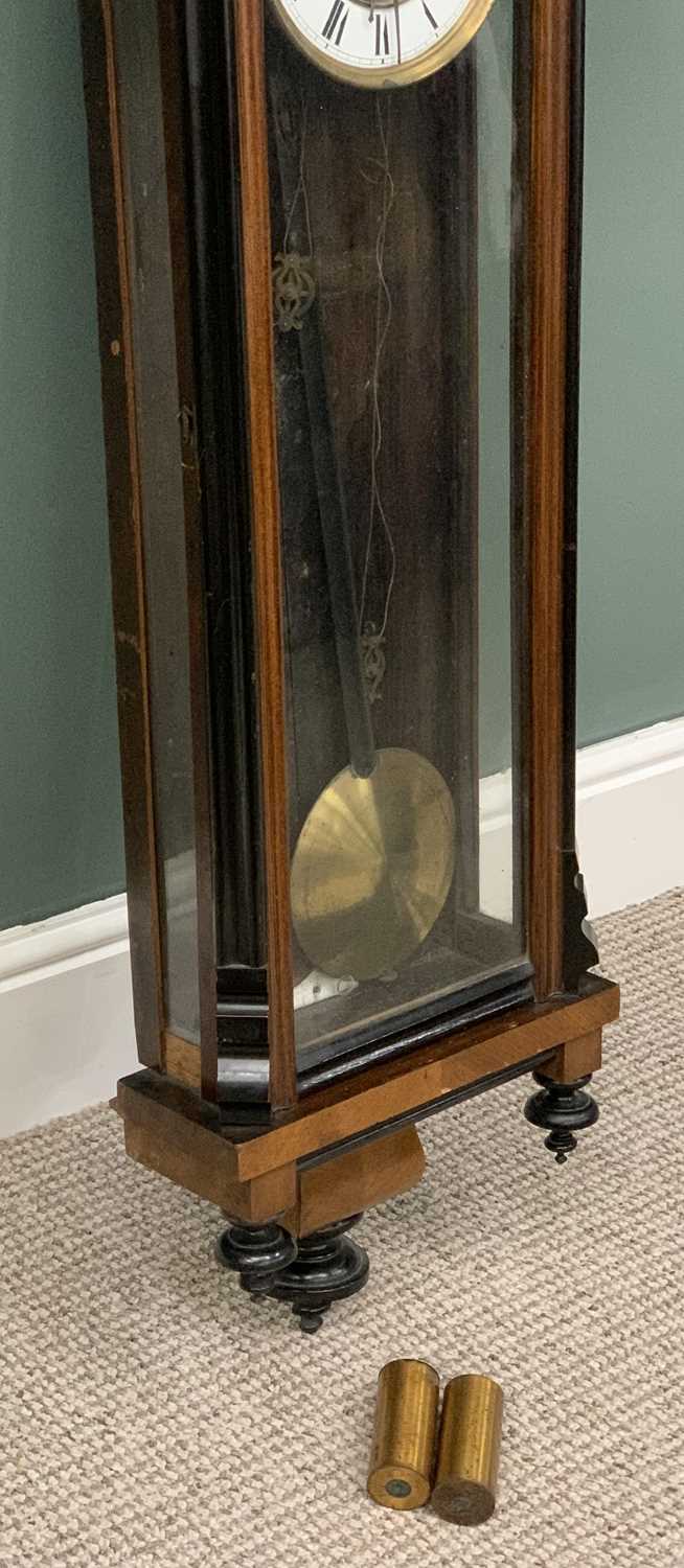 LATE VICTORIAN VIENNA TYPE WALL CLOCK, walnut and ebonised case, white dial, Roman numerals, twin - Image 6 of 6