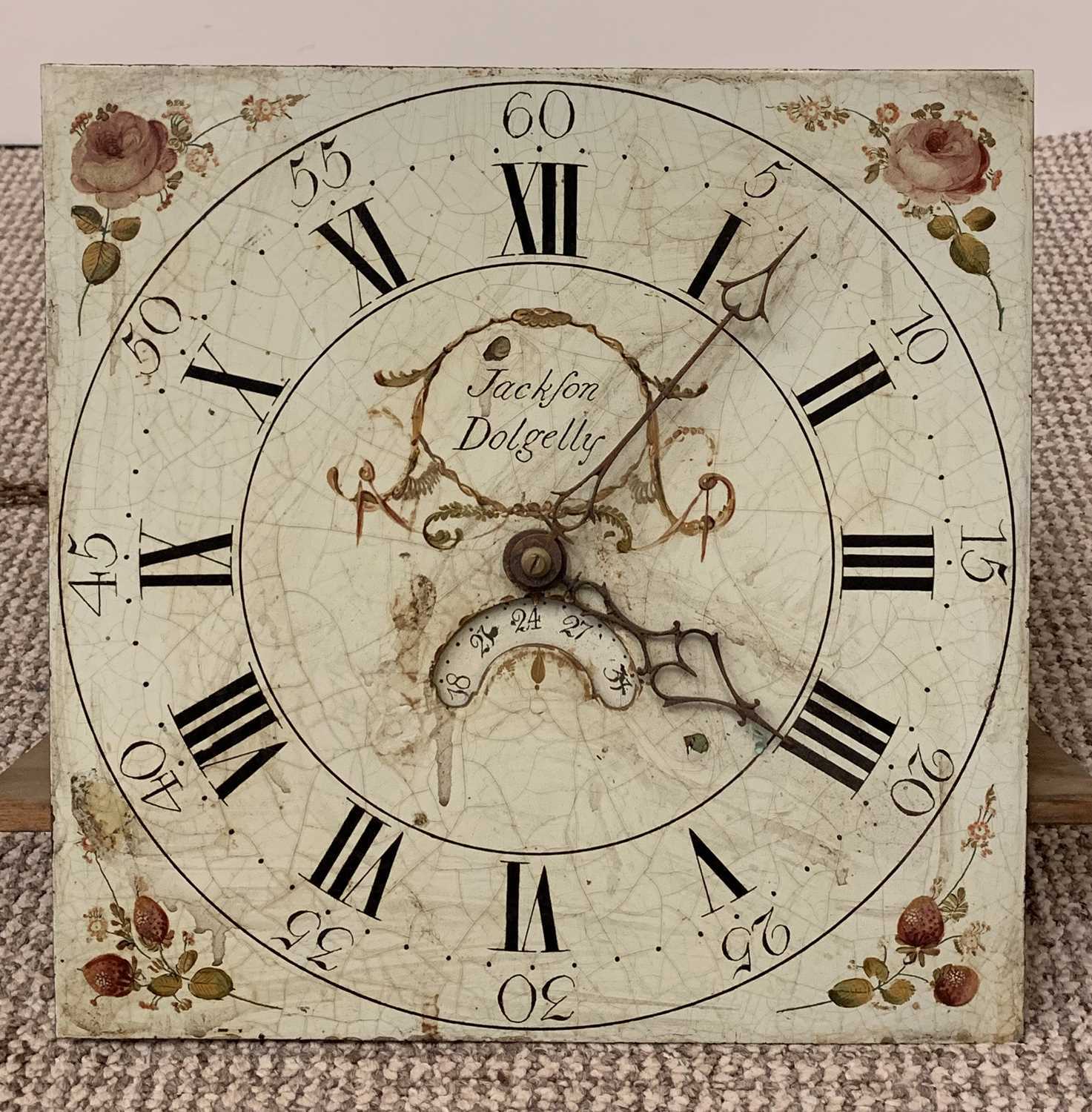 NORTH WALES ANTIQUE OAK LONGCASE CLOCK 'Jackson, Dolgelly' 12ins painted square dial, Roman - Image 8 of 9