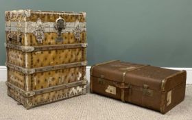 TWO ITEMS OF VINTAGE LUGGAGE, comprising J Eveleigh & Co. Montreal genuine rawhide steel lined