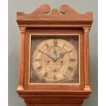 ANTIQUE OAK LONGCASE CLOCK by George Bucke, Bungay, 12in square brass dial, pierced spandrels, Roman